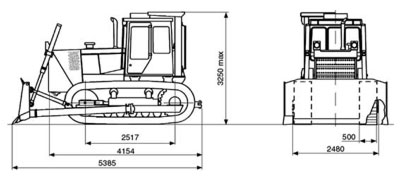 Габаритные размеры бульдозера Б10М.08 Габаритные размеры бульдозера Б10М.08